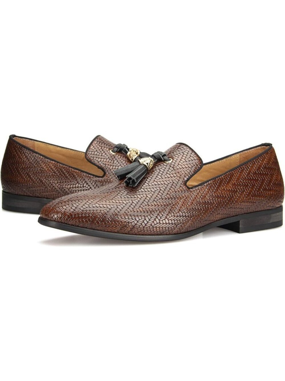Meijiana Men's Brown04 Velvet Loafers Tassel Buckle Slip On Tuxedo Wedding Shoes